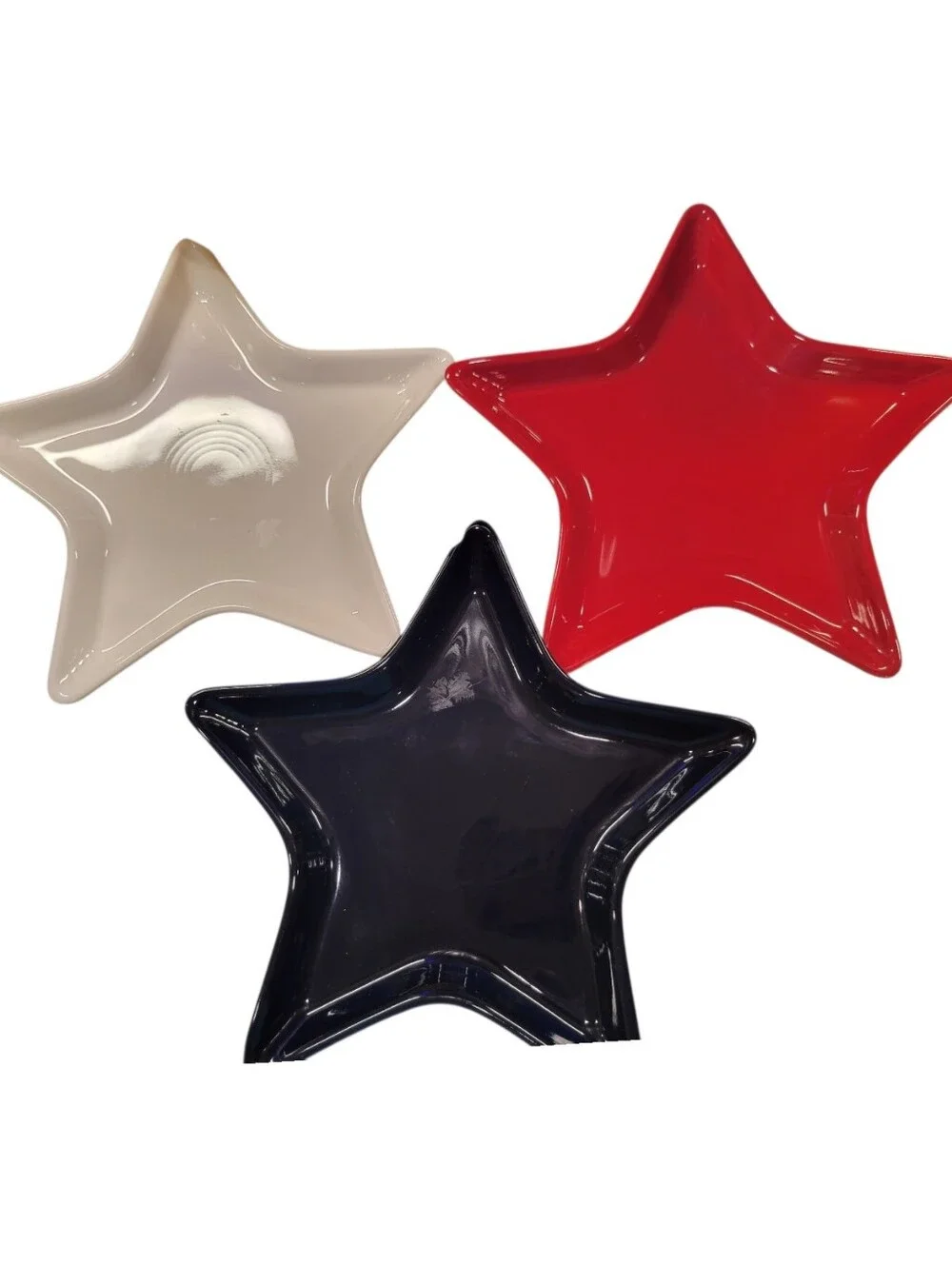 Fiesta Star Shaped Plates Set of 3 Scarlet White Cobalt NWT USA